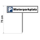 Parkplatzschild - Mieterparkplatz - 52 x 11 cm mit Einschlagpfosten Verbotsschild Parkverbot Parkverbotsschild Verkehrs-Schilder Einfahrt freihalten parken verboten