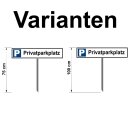 Parkplatzschild - Privatparkplatz - 52 x 11 cm mit Einschlagpfosten Verbotsschild Parkverbot Parkverbotsschild Einfahrt freihalten parken verboten