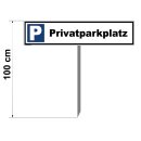 Parkplatzschild - Privatparkplatz - 52 x 11 cm mit Einschlagpfosten Verbotsschild Parkverbot Parkverbotsschild parken verboten