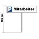 Parkplatzschild - Mitarbeiter - 52 x 11 cm mit Einschlagpfosten Verbotsschild Parkverbot Parkverbotsschild Verkehrs-Schilder Einfahrt freihalten