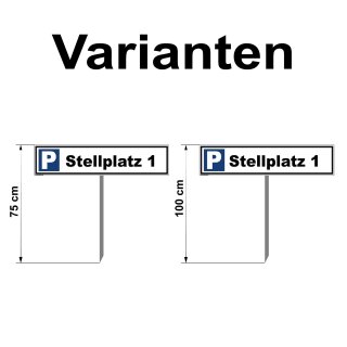 Parkplatzschild - Stellplatz 1 - Warnhinweis
