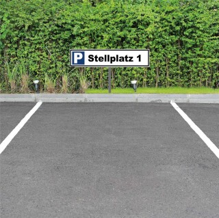 Parkplatzschild - Stellplatz 1 - Warnhinweis Pfosten 75 cm