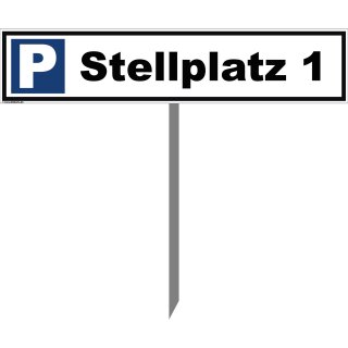 Parkplatzschild - Stellplatz 1 - Warnhinweis Pfosten 100 cm