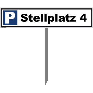 Parkplatzschild - Stellplatz 4 - Warnhinweis