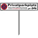 Parkplatzschild - Privatparkplatz - 52 x 11 cm mit Einschlagpfosten Verbotsschild Parkverbot Parkverbotsschild Verkehrs-Schilder Einfahrt freihalten