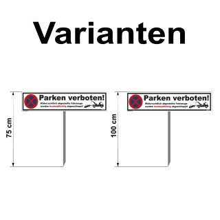 Parkplatzschild - Parken verboten! - Warnhinweis