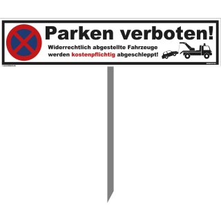 Parkplatzschild - Parken verboten! - Warnhinweis Pfosten 75 cm