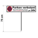 Parkplatzschild - Parken verboten! - 52 x 11 cm mit Einschlagpfosten Verbotsschild Parkverbot Parkverbotsschild Einfahrt freihalten parken verboten