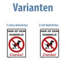 Kein Hundeklo Schild – robustes Hunde-Verbotsschild aus Kunststoff 30x20 cm (20 x 30 cm)