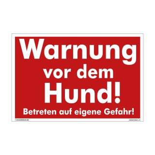 Hund Warnschild – robustes Kunststoffschild Warnung vor dem Hund!