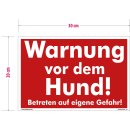 Hund Warnschild – robustes Kunststoffschild Warnung vor dem Hund!