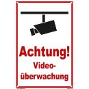 Schild Videoüberwachung - Achtung! - Warnhinweis 20 x 30 cm gelocht