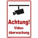 Schild Videoüberwachung - Achtung! - Warnhinweis 40 x 60 cm gelocht