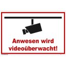 Schild Videoüberwachung - Anwesen - Warnhinweis 20 x 30 cm