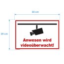 Schild Videoüberwachung - Anwesen - Warnhinweis 20 x 30 cm