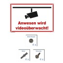 Schild Videoüberwachung - Anwesen - Warnhinweis 20 x 30 cm gelocht & Kit