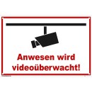 Schild Videoüberwachung - Anwesen - Warnhinweis 30 x 45 cm gelocht