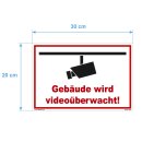 Schild Videoüberwachung - Gebäude - Warnhinweis 20 x 30 cm gelocht