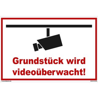 Schild Videoüberwachung - Grundstück - Warnhinweis 20 x 30 cm
