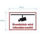 Schild Videoüberwachung - Grundstück - Warnhinweis 20 x 30 cm