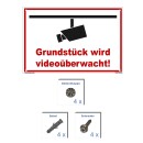 Schild Videoüberwachung - Grundstück - Warnhinweis 20 x 30 cm gelocht & Kit