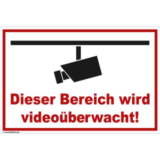 Schild Videoüberwachung - Bereich - Warnhinweis 20 x 30 cm