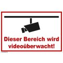 Schild Videoüberwachung - Bereich - Warnhinweis 20 x...