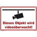 Schild Videoüberwachung - Objekt - Warnhinweis 20 x 30 cm gelocht