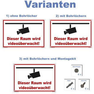 ROUMIO 2 Stück Videoüberwachung Schilder – 15x15 Cm, Aluminium, Für Innen & Außen