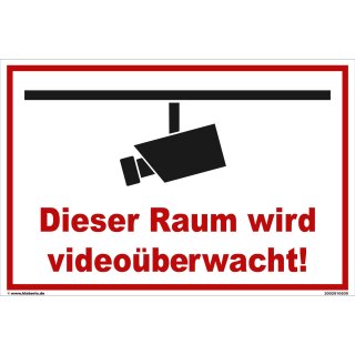 Schild Videoüberwachung - Raum - Warnhinweis 20 x 30 cm