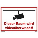 Schild Videoüberwachung - Raum - Warnhinweis 20 x 30 cm