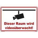 Schild Videoüberwachung - Raum - Warnhinweis 40 x 60 cm gelocht