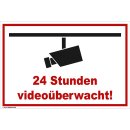 Schild Videoüberwachung - 24 Stunden - Warnhinweis