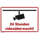 Schild Videoüberwachung - 24 Stunden - Warnhinweis 30 x 45 cm gelocht