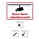 Schild Videoüberwachung - Dieser Markt - Warnhinweis 20 x 30 cm gelocht & Kit