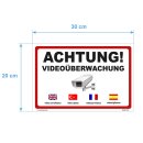 Schild Videoüberwachung - Achtung! Videoüberwacht - Warnhinweis 20 x 30 cm gelocht & Kit