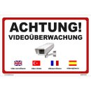 Schild Videoüberwachung - Achtung! Videoüberwacht - Warnhinweis 30 x 45 cm
