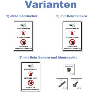 LEMAX Aufkleber „Alarmgesichert – Videoüberwacht“ – Selbstklebend, 200 X 150 Mm, Folie Für Innenbereich