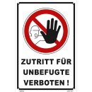 Schild - Zutritt für Unbefugte verboten - Baustellenschild 30 x 45 cm gelocht