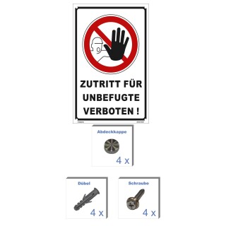 Schild - Zutritt für Unbefugte verboten - Baustellenschild 30 x 45 cm gelocht & Kit