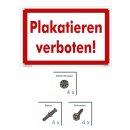Schild - Plakatieren verboten - Baustellenschild 30 x 45 cm gelocht & Kit
