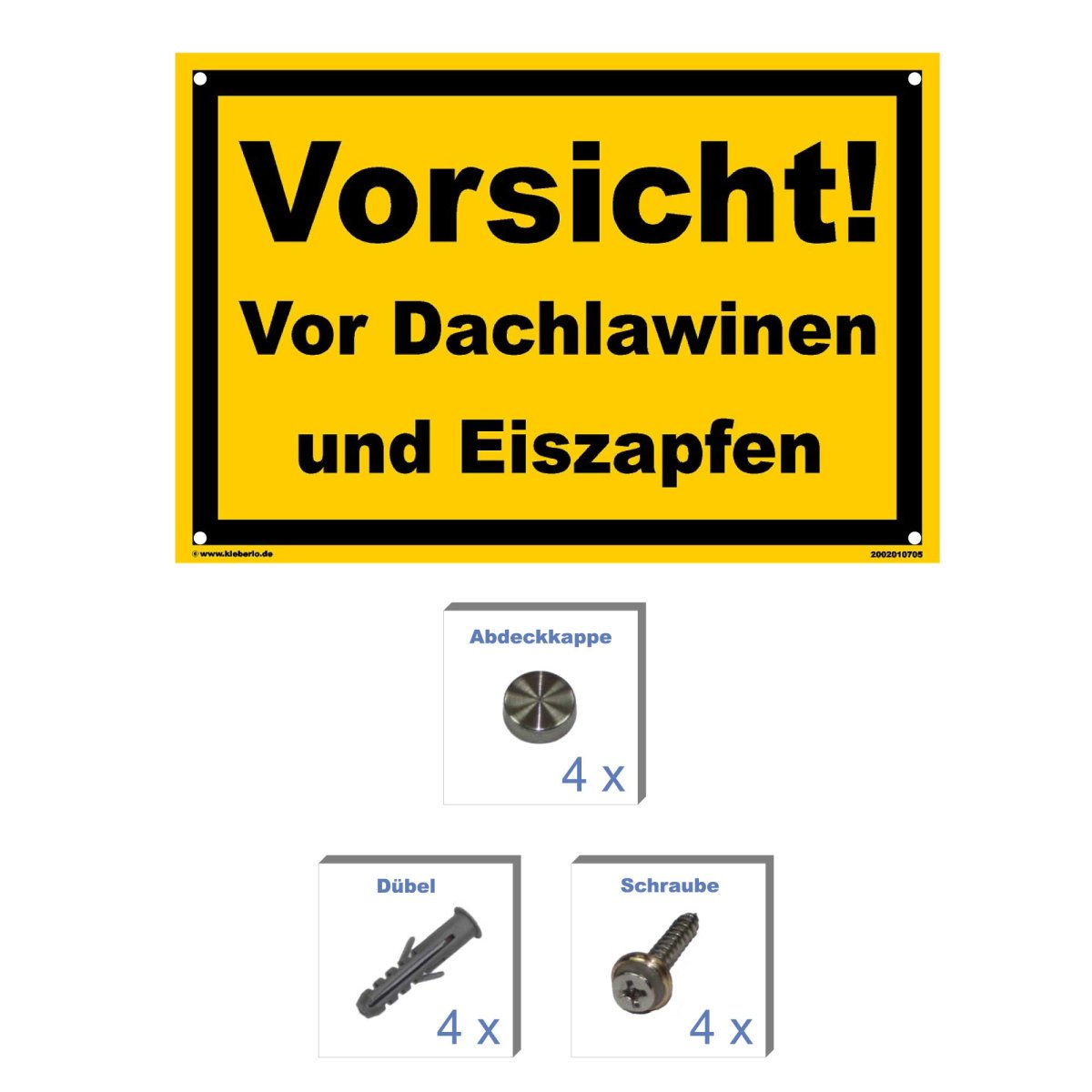 Warnschild Achtung Dachlawinen & Eiszapfen – Alu-Verbund 3 Mm, 450 X 300 Mm, Witterungsbeständig Für Innen & Außen