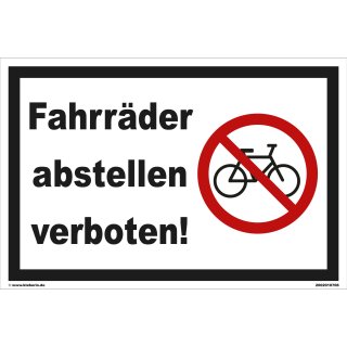 Baustellenschild - Fahrräder abstellen verboten