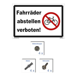 Schild - Fahrräder abstellen verboten! - Baustellenschild 30 x 45 cm gelocht & Kit