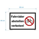 Baustellenschild - Fahrräder abstellen verboten (40x60 cm gelocht & Kit)