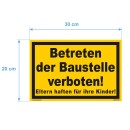 Schild - Betriebsgelände Betreten und Befahren für Unbefugte verboten! - Baustellenschild 20 x 30 cm gelocht & Kit