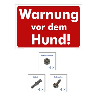 Schild Hund - Warnung vor dem Hund! - Warnhinweis 40 x 60 cm gelocht & Kit
