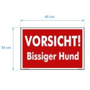 Schild Hund - Vorsicht! Bissiger Hund - Warnhinweis 30 x 45 cm gelocht & Kit