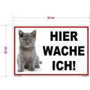 Katzenschild – Hier wache ich! Warnschild Katze für Haus & Garten
