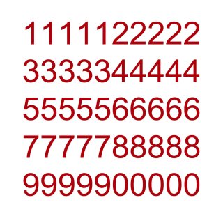 50 selbstklebende Klebezahlen wetterfest (1 cm hoch, in rot)